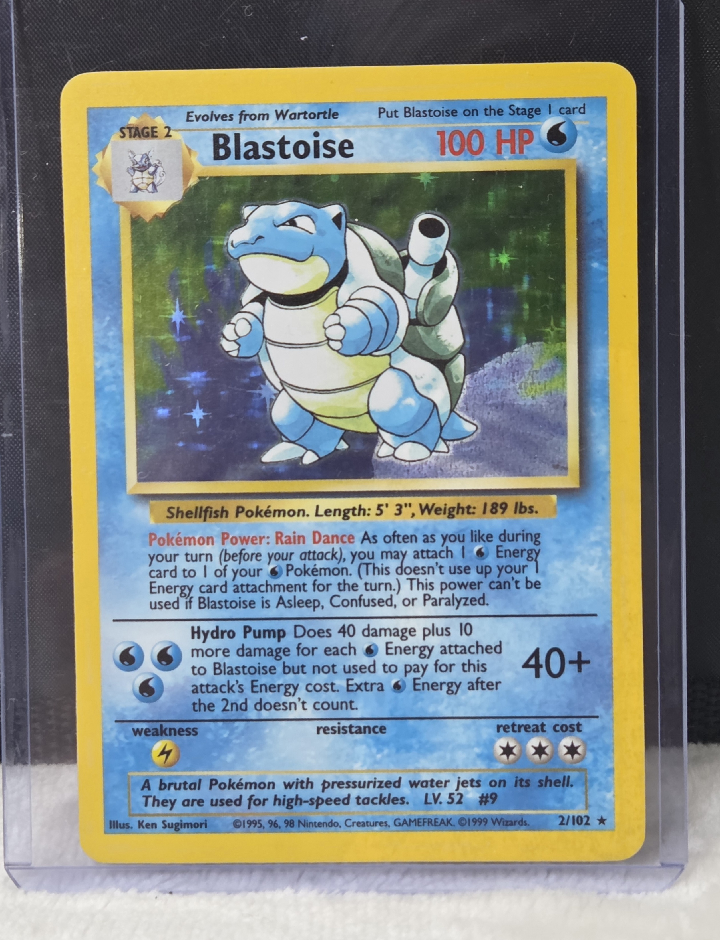 Vintage Pokémon TCG Blastoise Base Set 2/102 Holo Unlimited Holo Rare Card LP