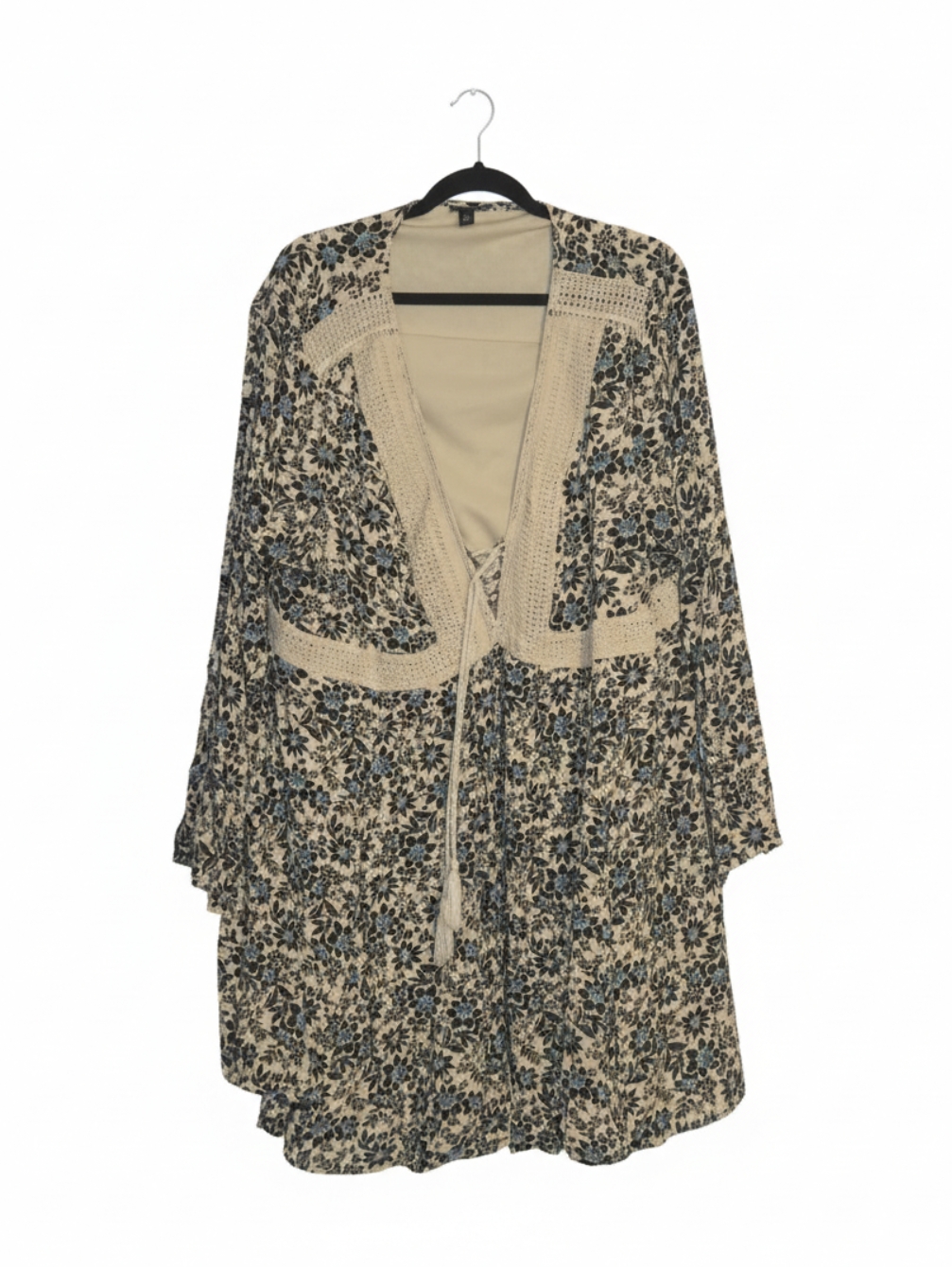 Torrid Womens Plus Sized Mini Gauze Floral Lace-Up Skater Dress Bell Sleeve Size 4X