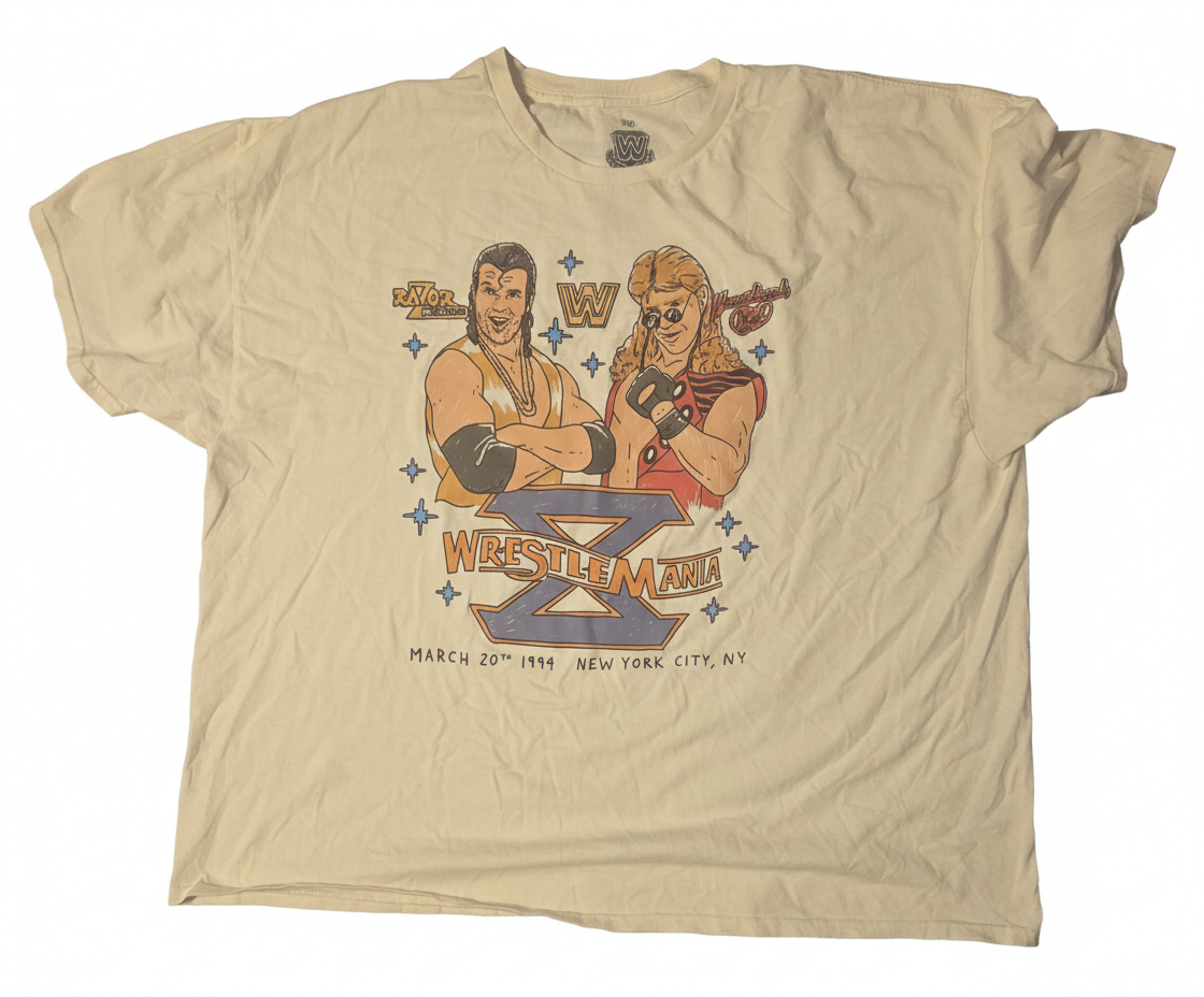 WWE Shawn Michaels/Razor Ramon WrestleMania X - cream color T-Shirt - 3X