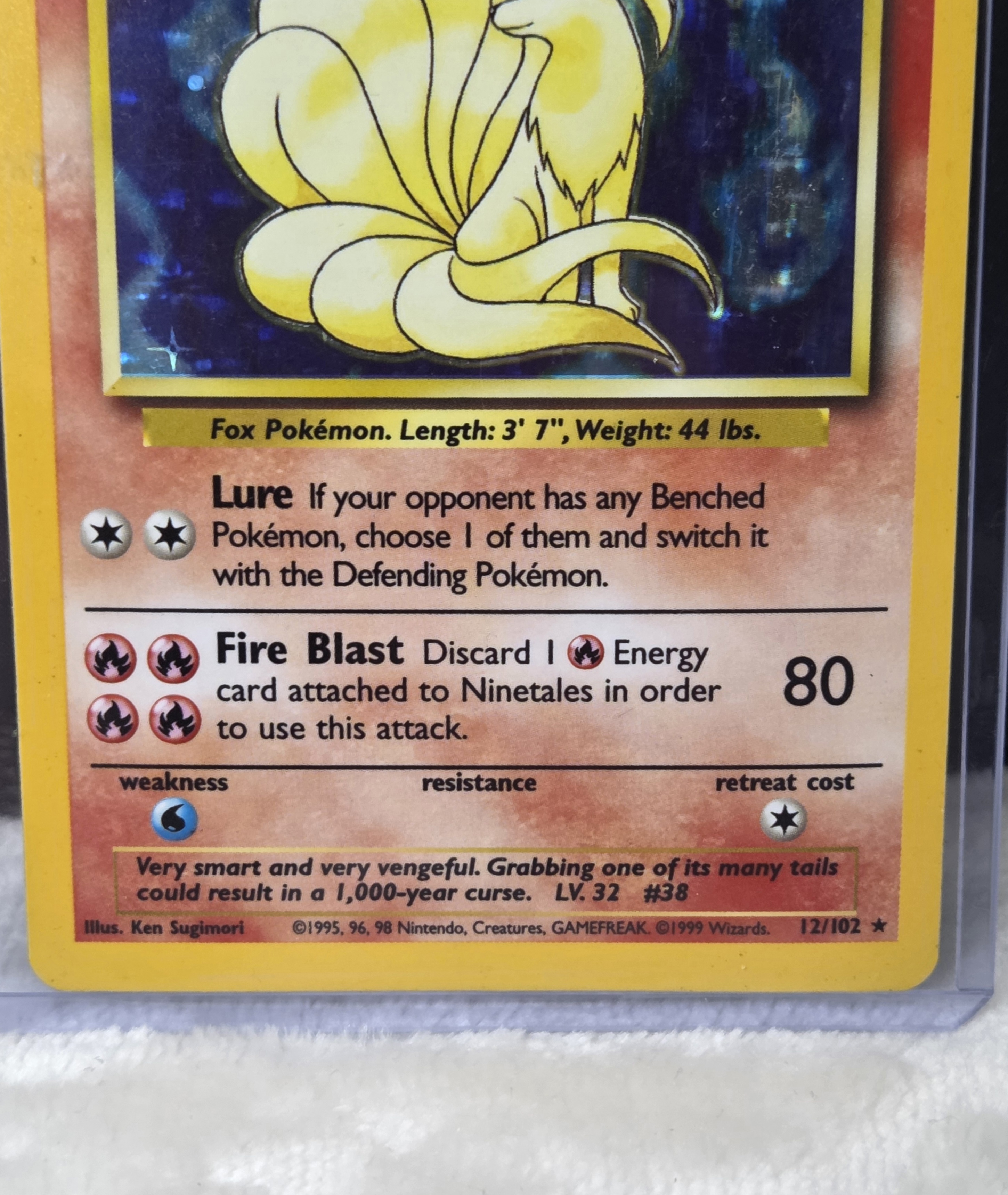 Vintage Pokémon TCG Ninetales Holo Rare Unlimited 12/102 Card LP