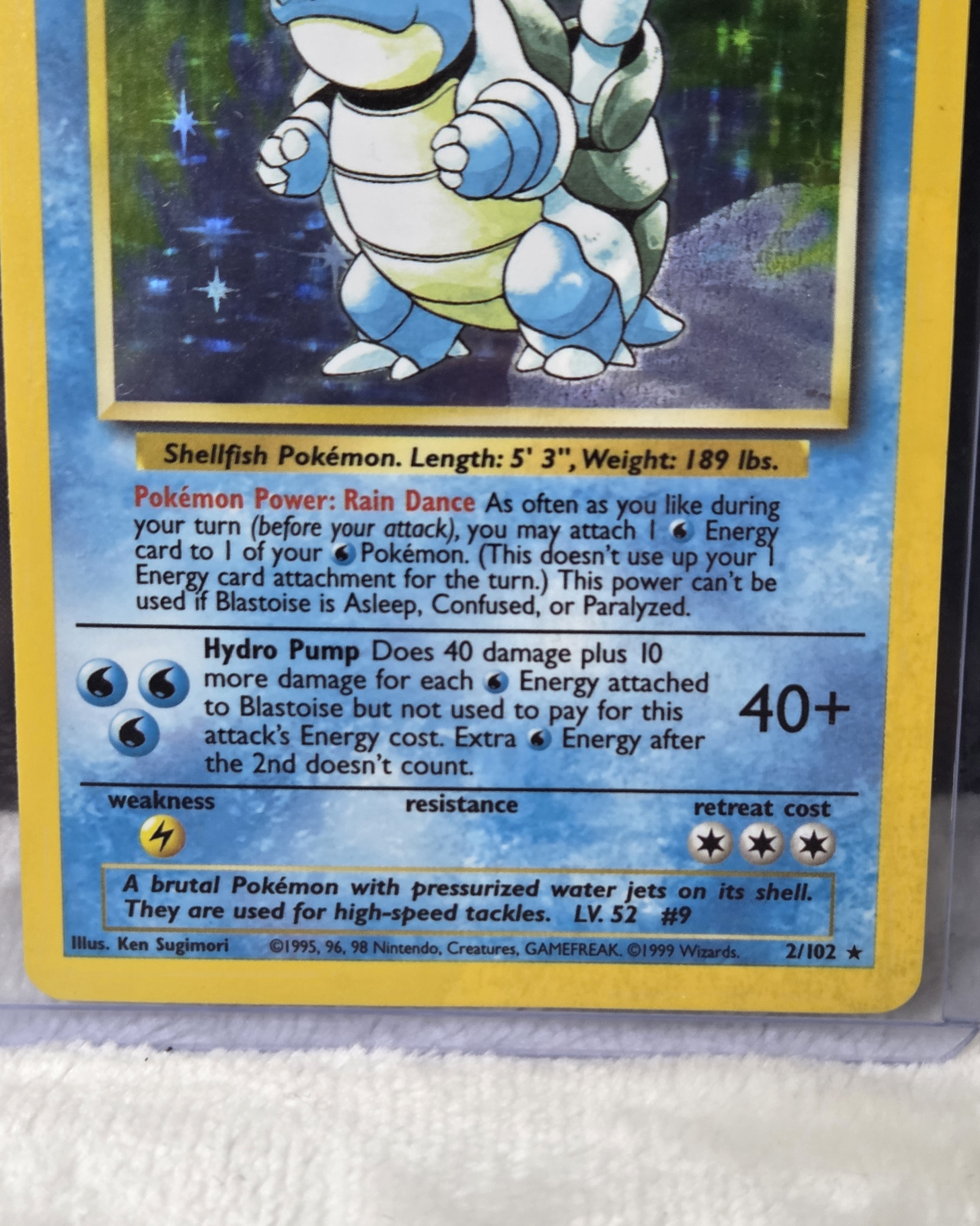 Vintage Pokémon TCG Blastoise Base Set 2/102 Holo Unlimited Holo Rare Card LP
