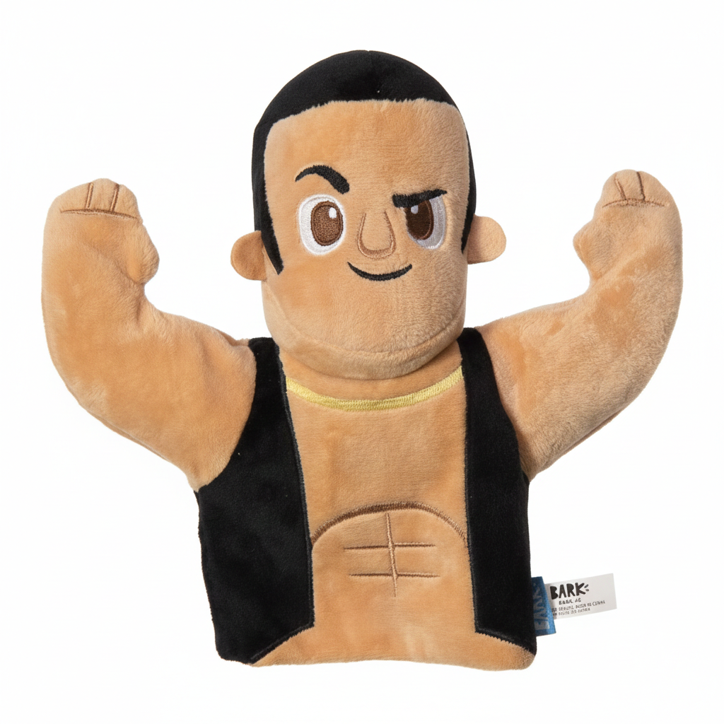 BarkBox "The Rock" Puppet M/L Dog Toy WWE Officially Licensed