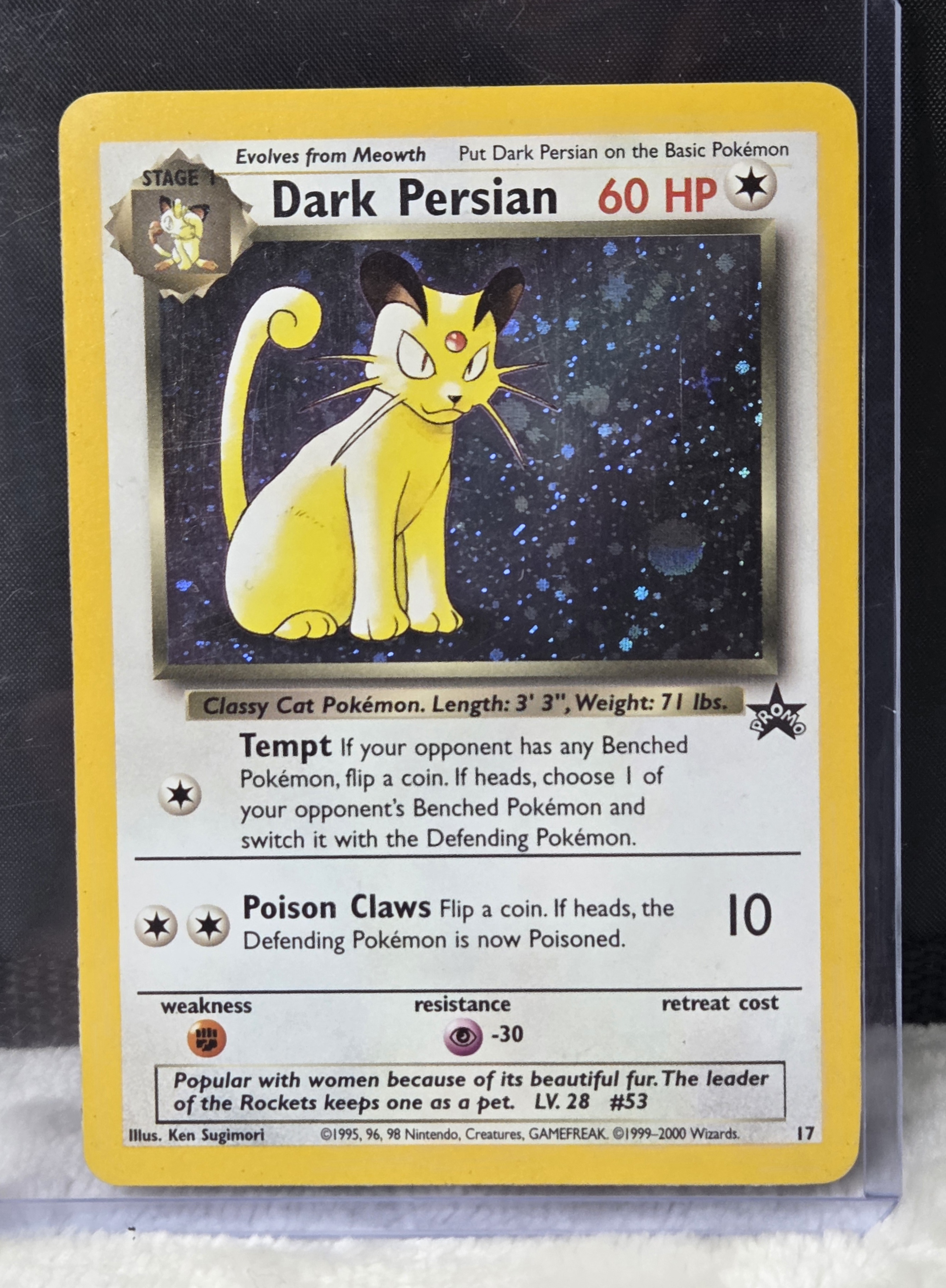 Vintage Pokémon TCG Dark Persian 17 Black Star Promo Holo Rare Card LP