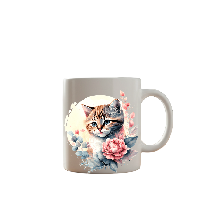 Floral Cat Ceramic Mug
