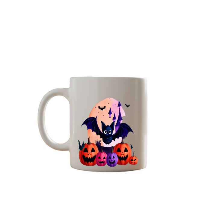 Halloween Bat & Pumpkin Mug