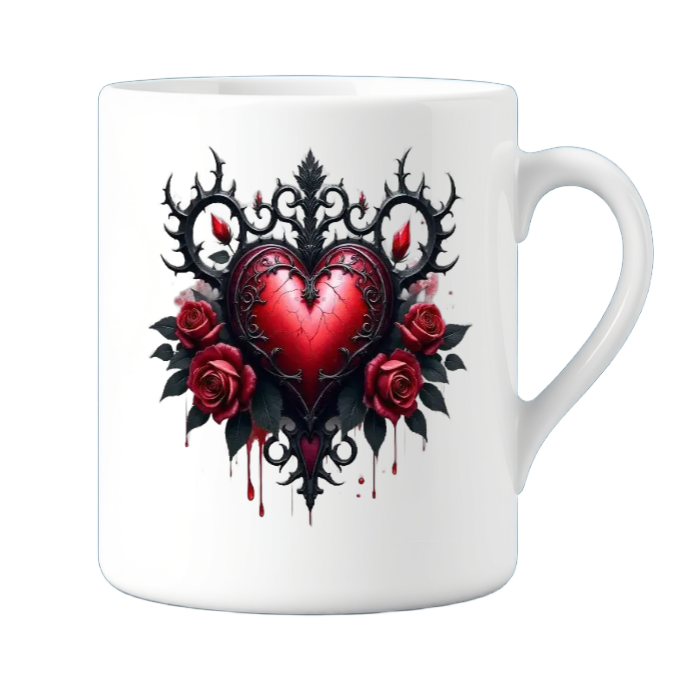 Gothic Heart and Roses Mug