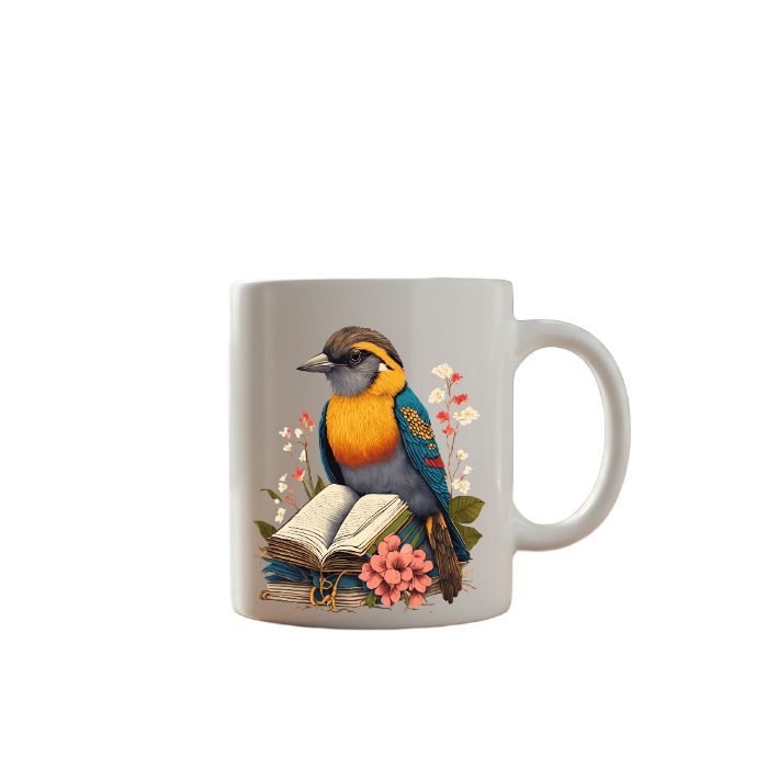 Bird & Books Ceramic Mug