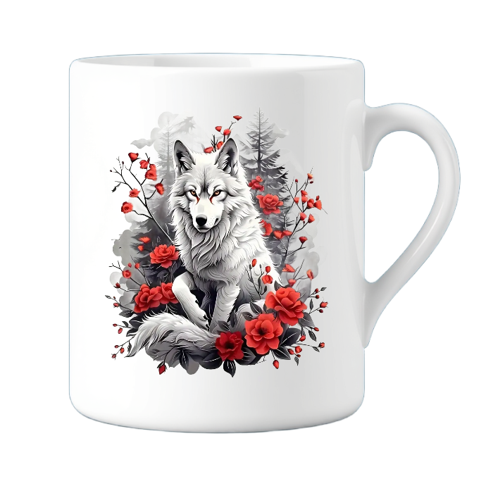 Wolf & Roses Ceramic Mug