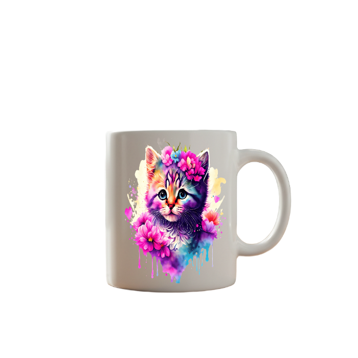 Floral Kitten Mug