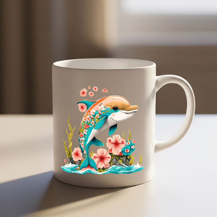 Dolphin Floral Mug