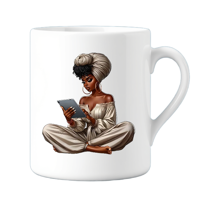Stylish Woman Reading Mug