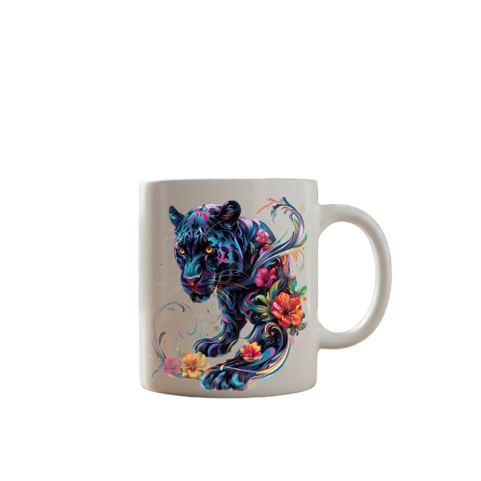 Panther Floral Art Mug
