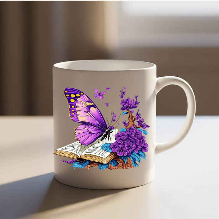 Butterfly & Floral Book Mug