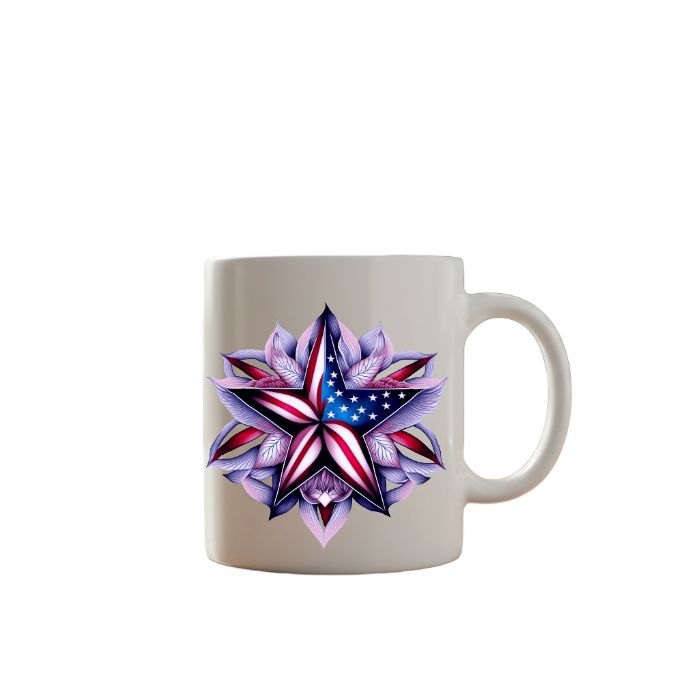 Patriotic Star Floral Mug
