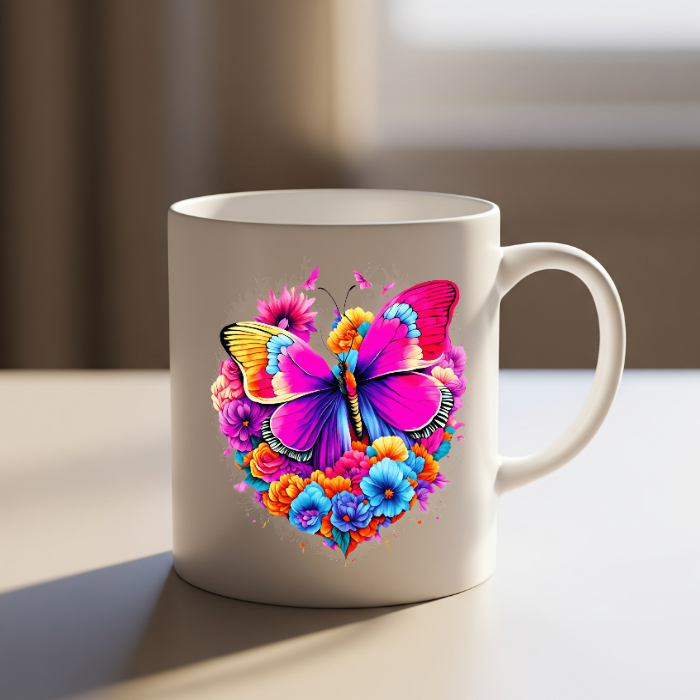 Butterfly & Floral Ceramic Mug
