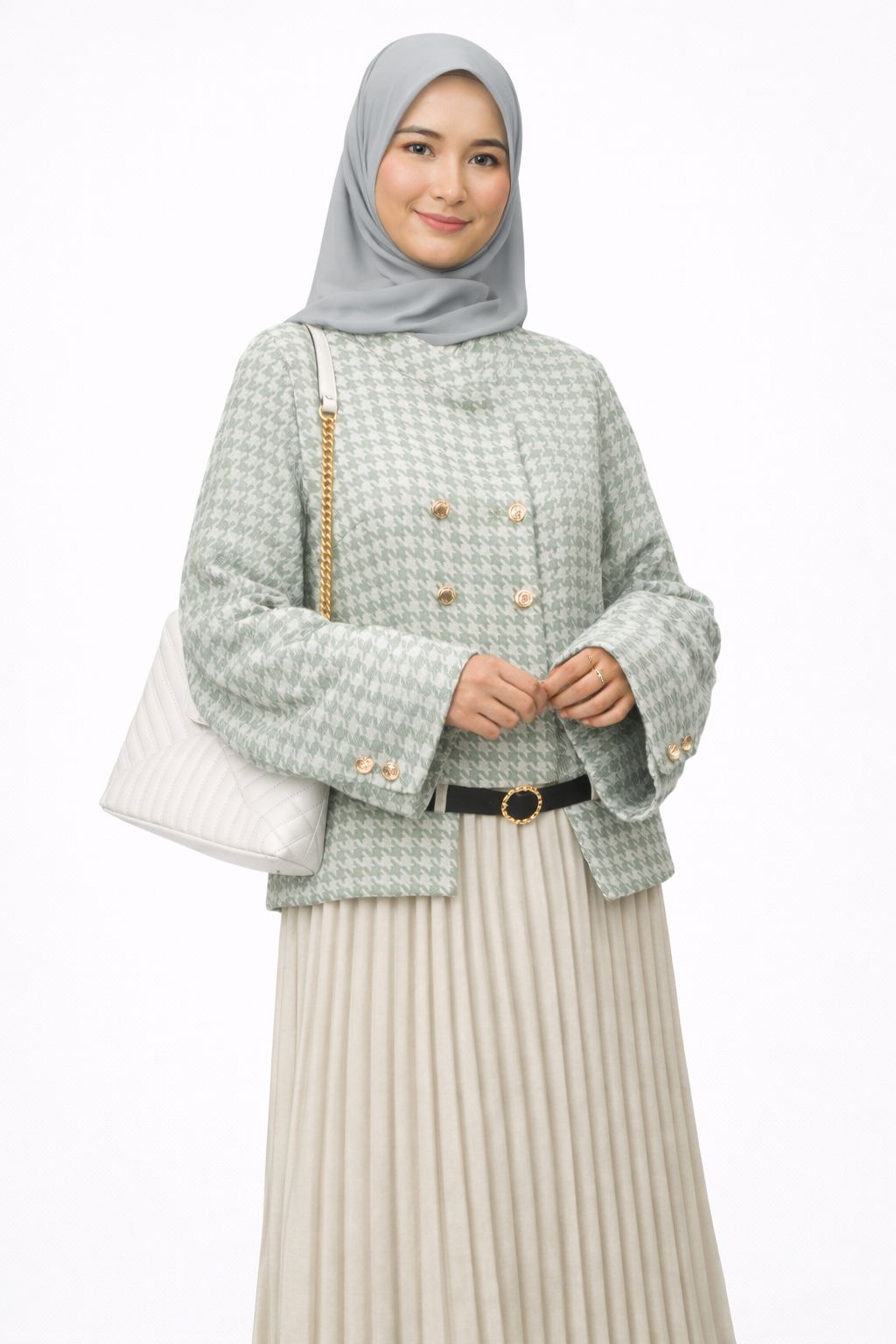 Mint Green Checkered Blazer