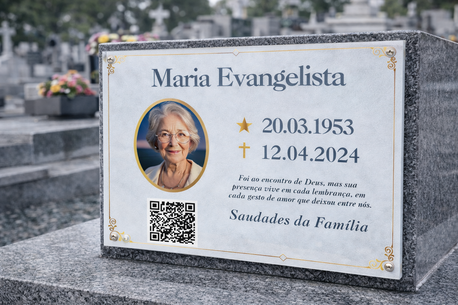 Lápides em acrílico com QR code