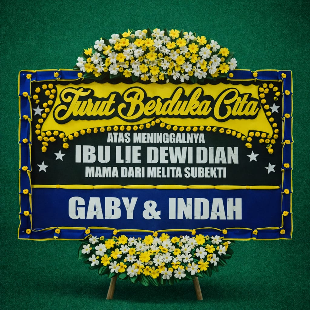 Karangan Bunga Papan Turut Berduka Cita Ukuran 1.2x2 Meter Jambul 2