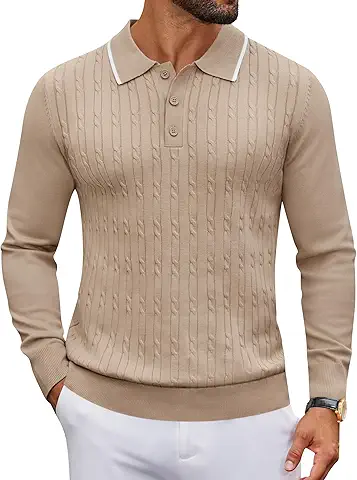 Men's Cable Knit Polo Sweater