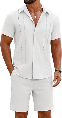 Men's Casual White Shirt & Shorts Set