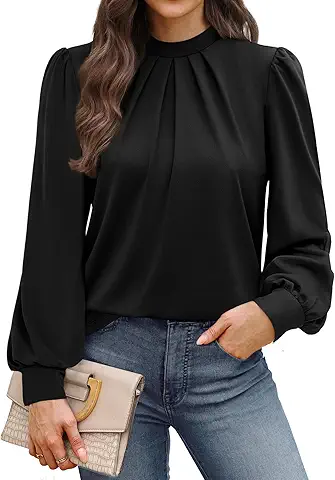 Elegant Black Puff Sleeve Blouse