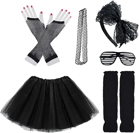 80s Black Costume Accessories Set
