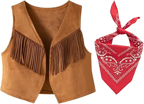 Kids Western Fringe Vest & Bandana Set