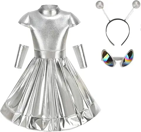 Kids Metallic Alien Costume Set