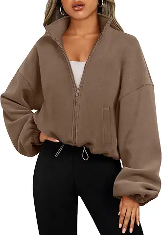 Oversized Brown Zip-Up Jacket