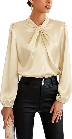 Elegant Satin Bow Blouse