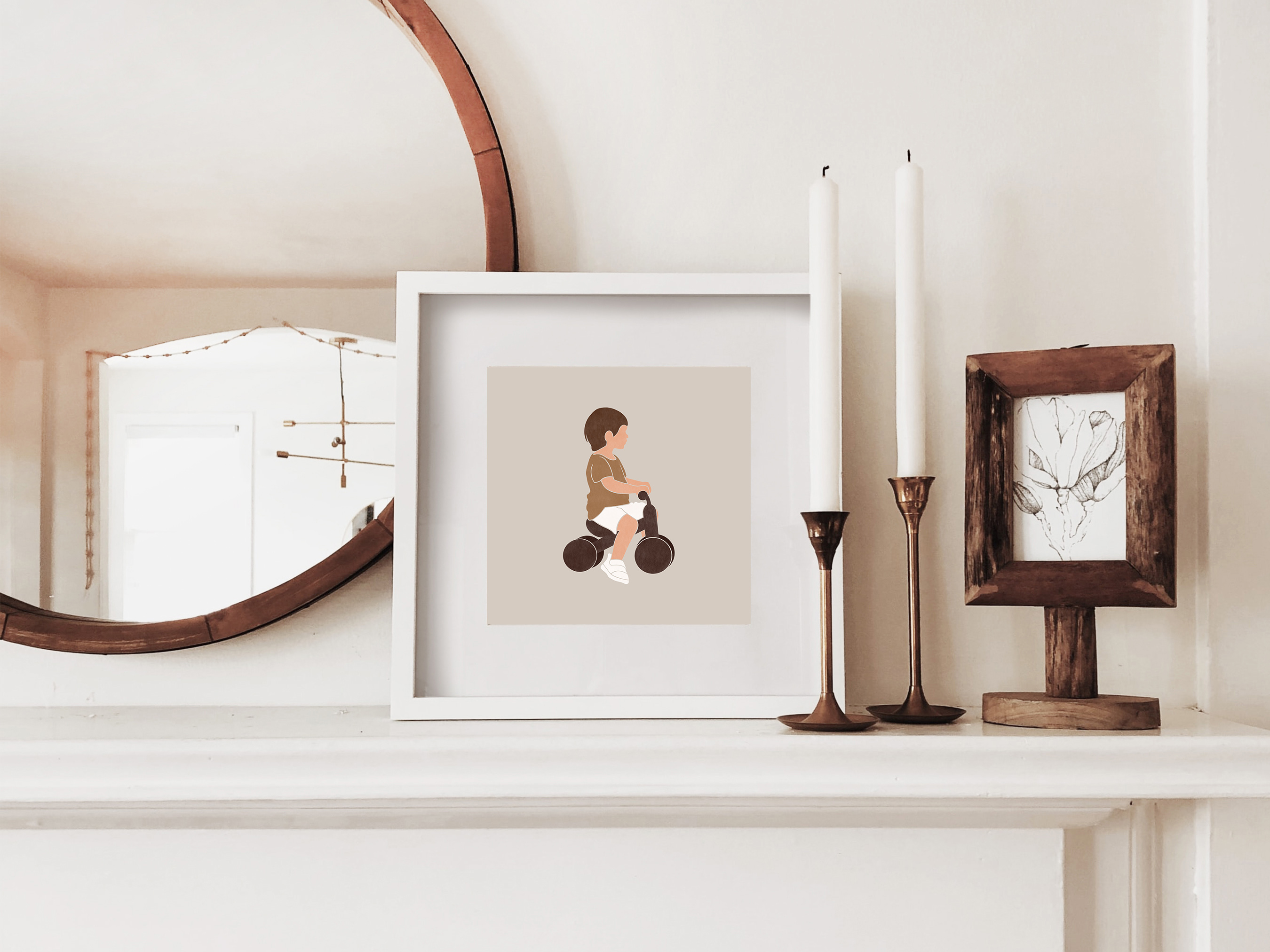 Little Boy Riding on Bicycle Wall Art