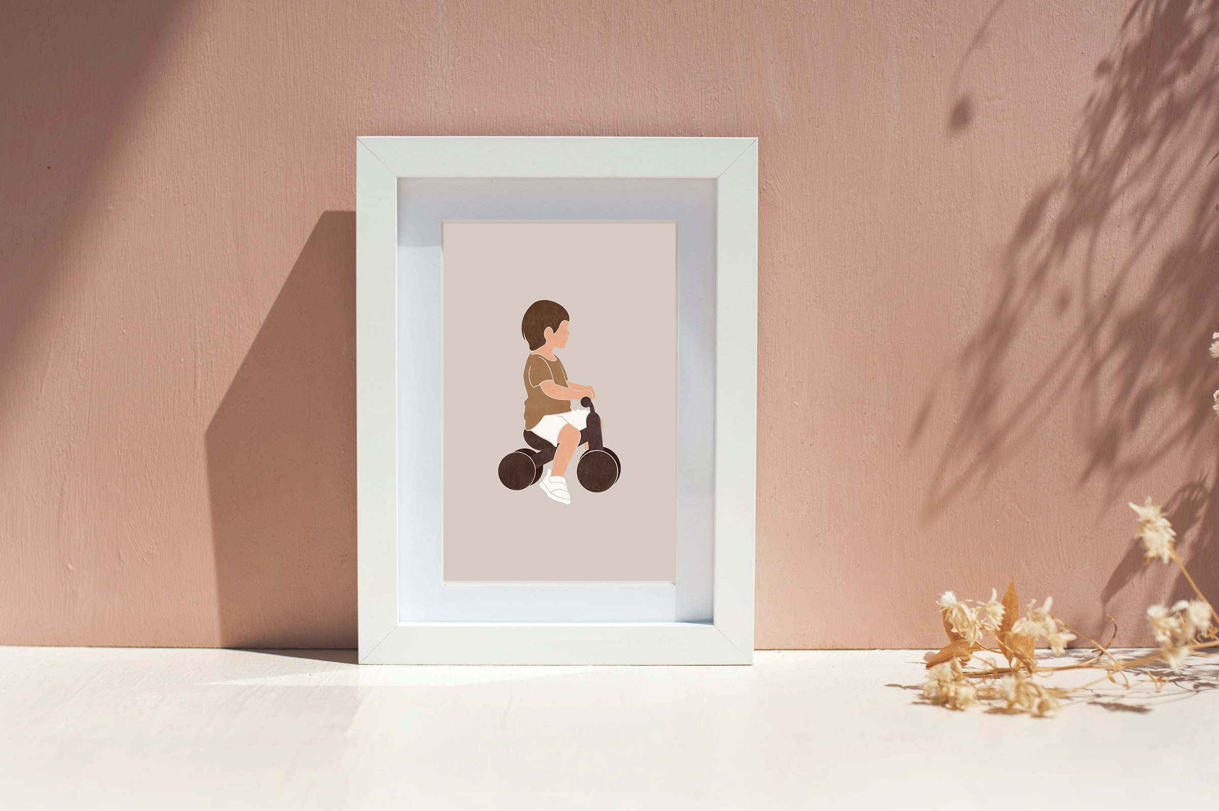 Little Boy Riding on Bicycle Wall Art