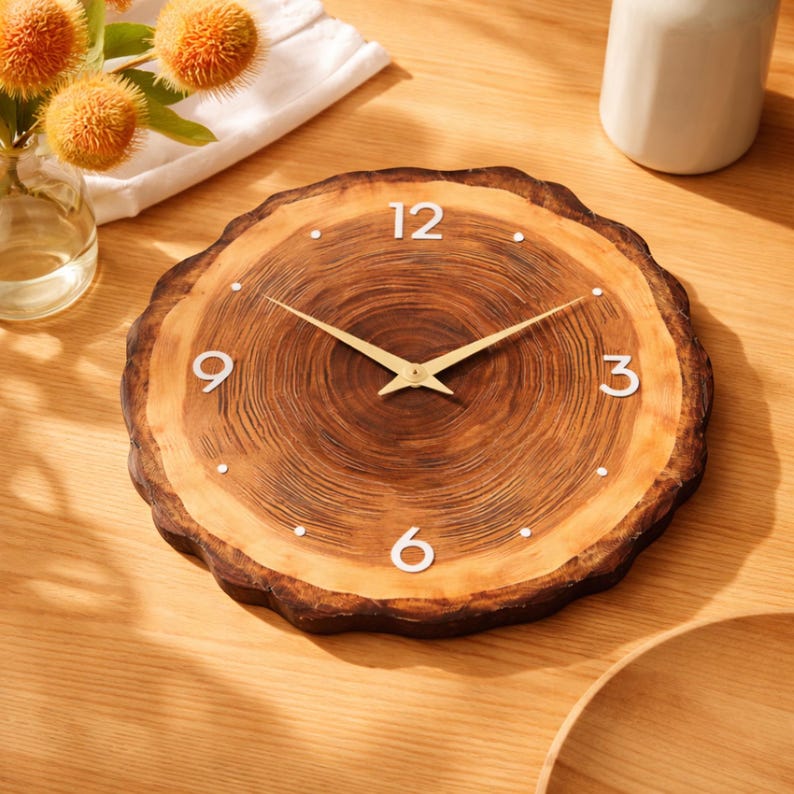 Rustic Wood Slice Wall Clock