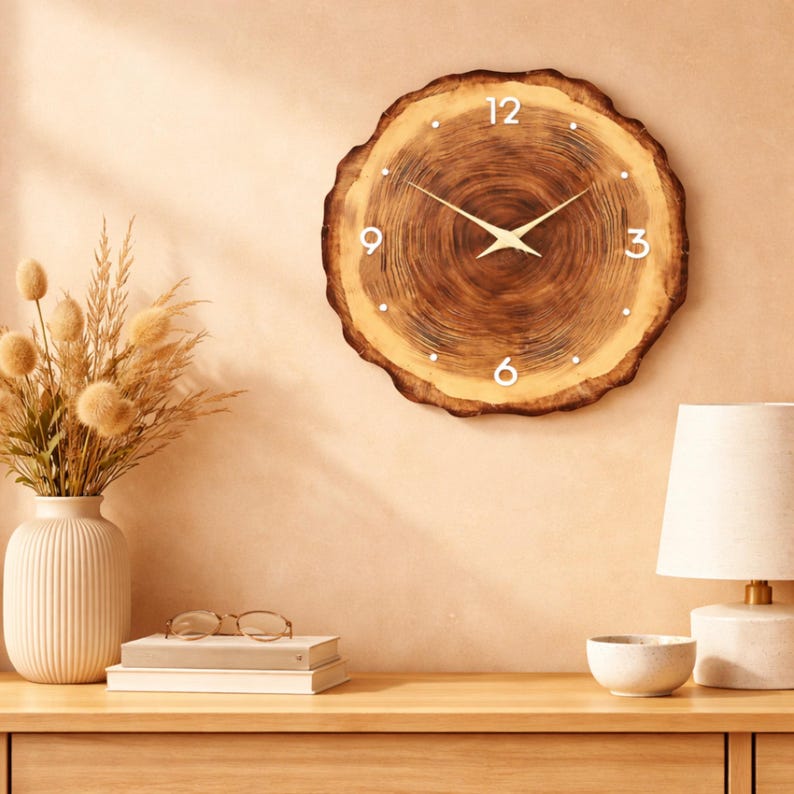 Rustic Wood Slice Wall Clock