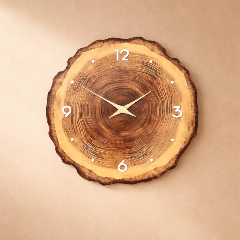 Rustic Wood Slice Wall Clock