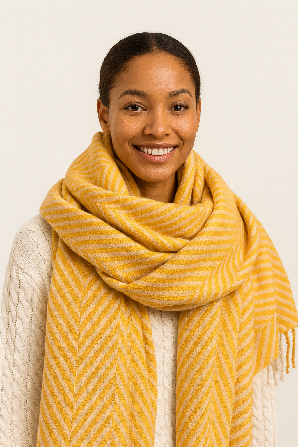 Yellow Chevron Wool Scarf