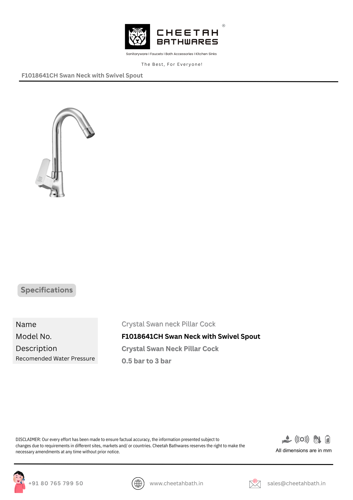 Crystal Swan Neck Pillar Cock