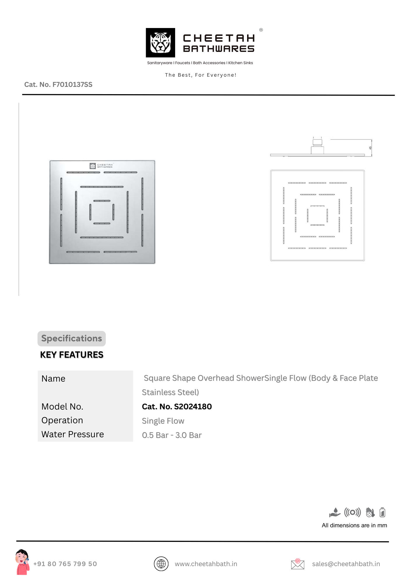 Square Overhead Shower F7010137SS