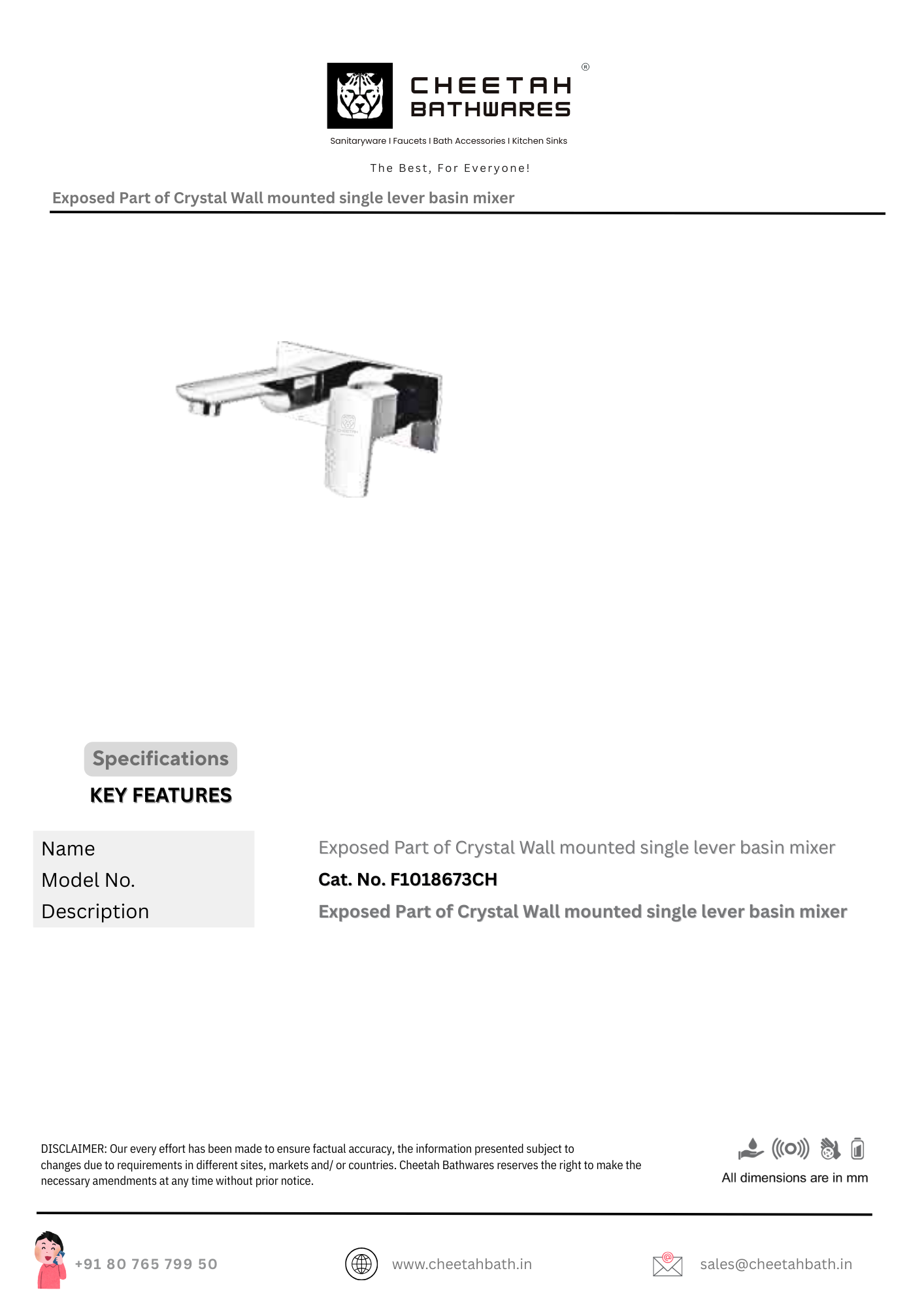 Crystal Wall Mounted Basin Mixer