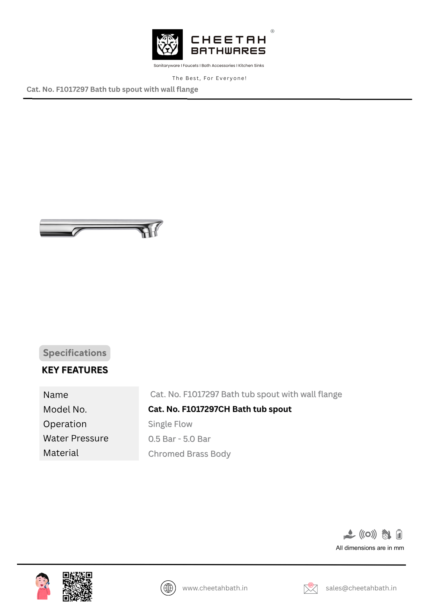 Bath Tub Spout with Wall Flange