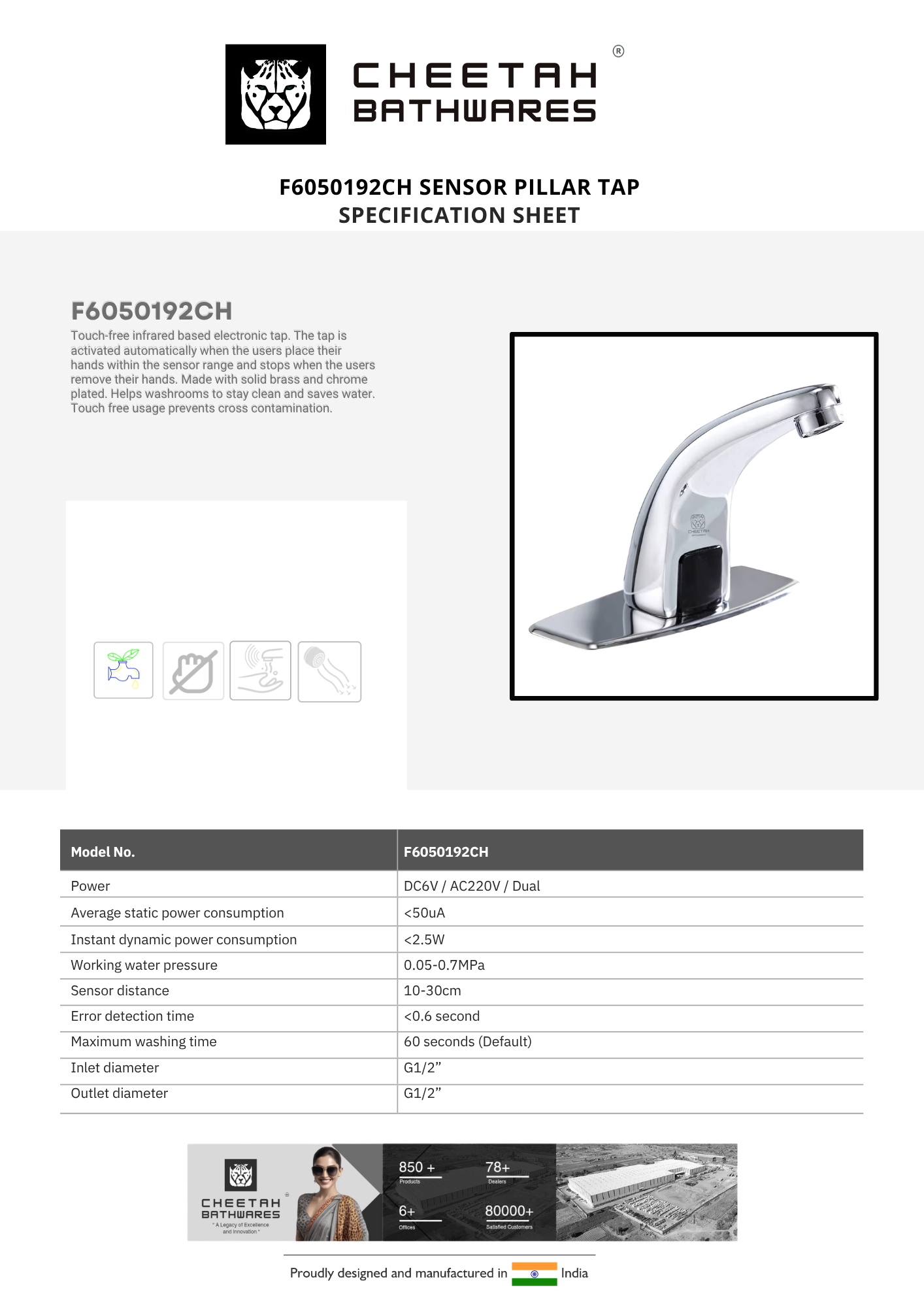 F6050192CH Sensor Pillar Tap