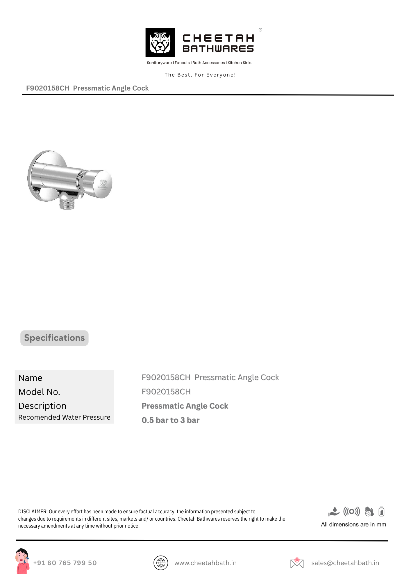 Pressmatic Angle Cock
