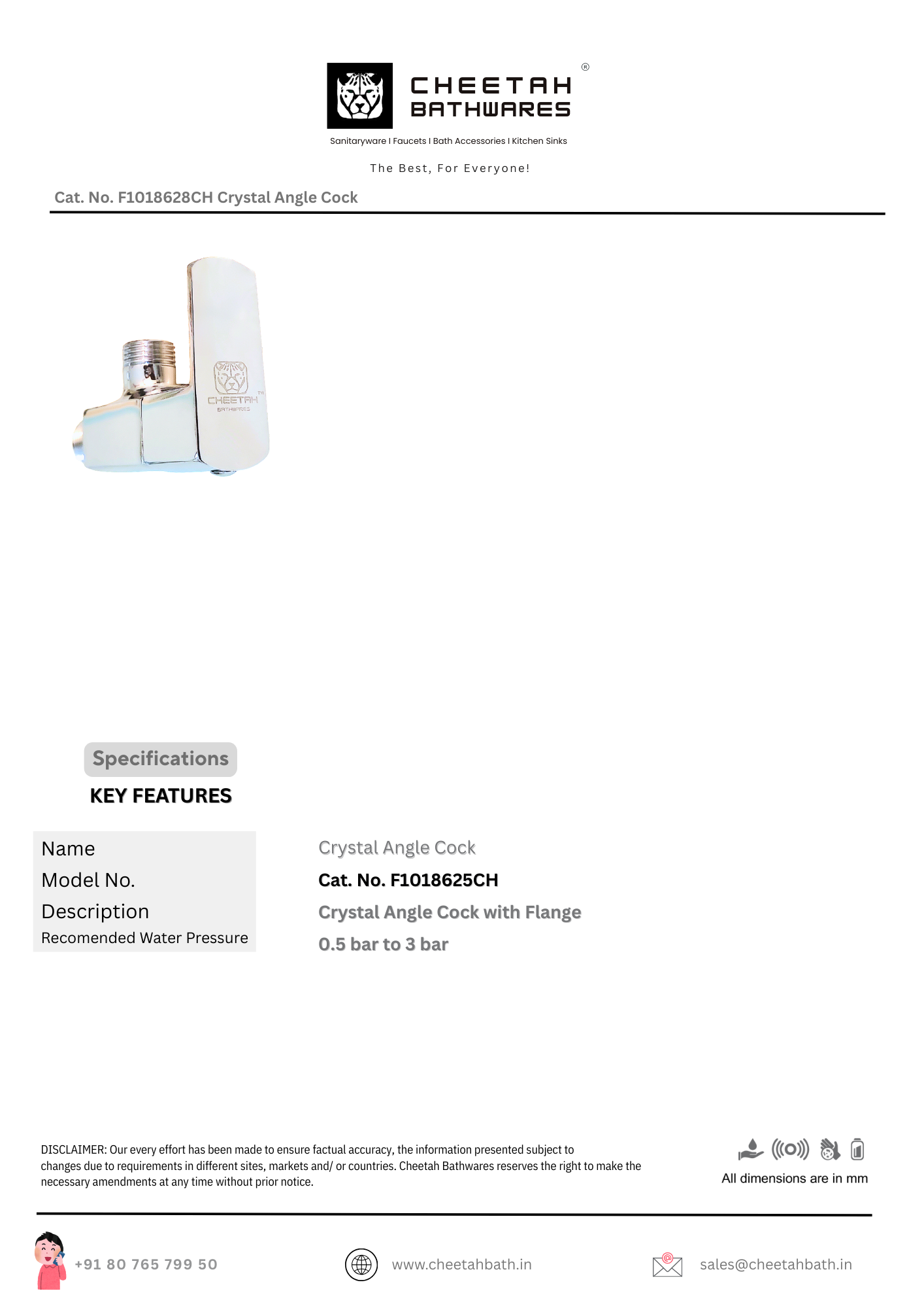 Cat. No. F1018628 Crystal Angle Cock