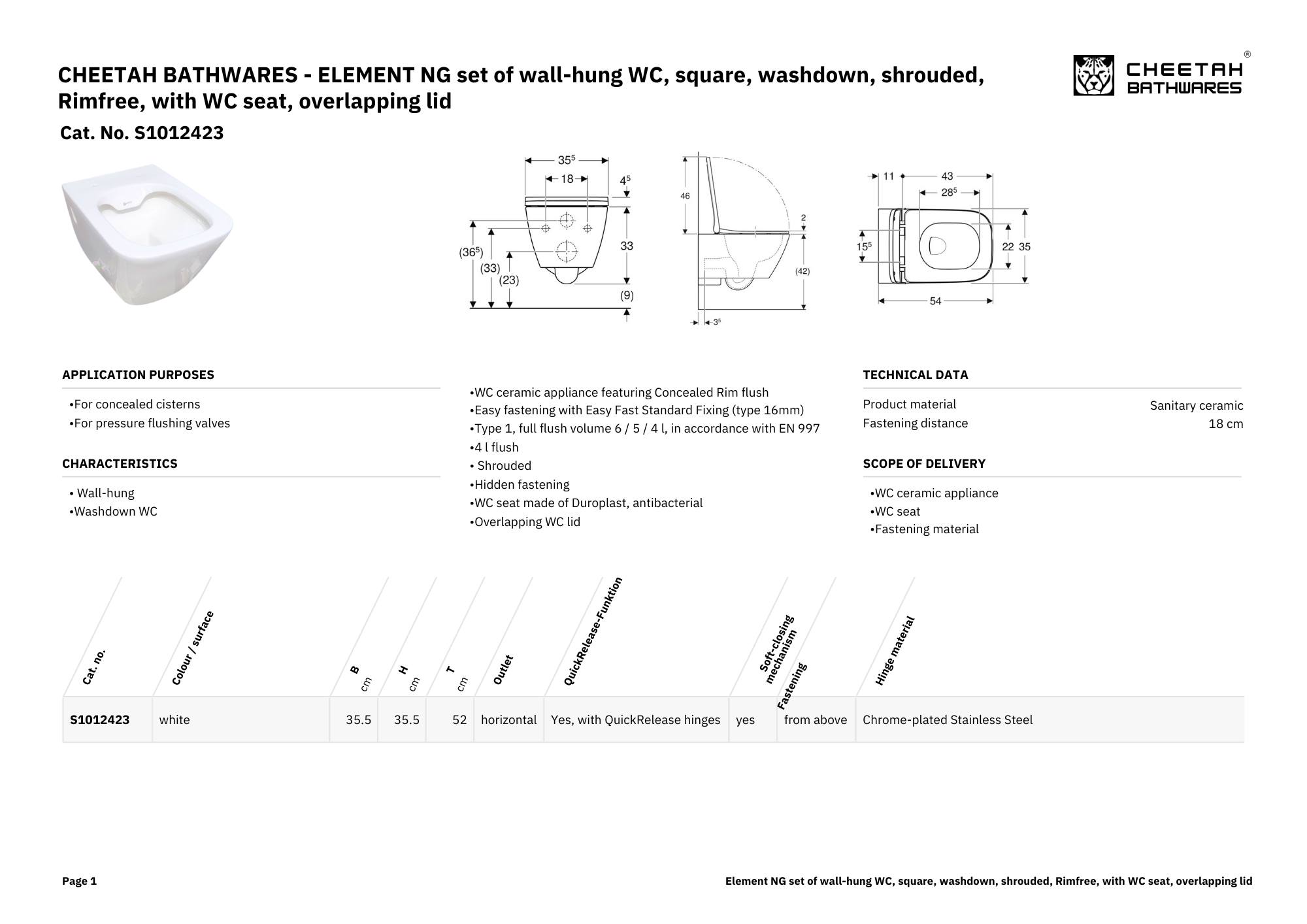 ELEMENT NG Wall-Hung WC Set 