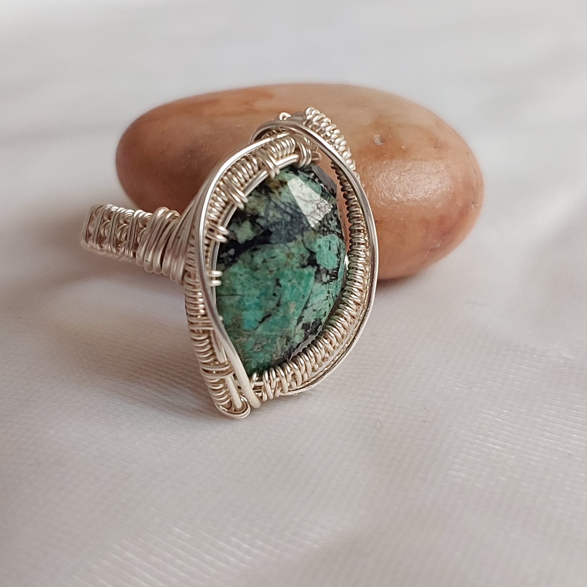 Turquoise Silver Wire Wrapped Ring