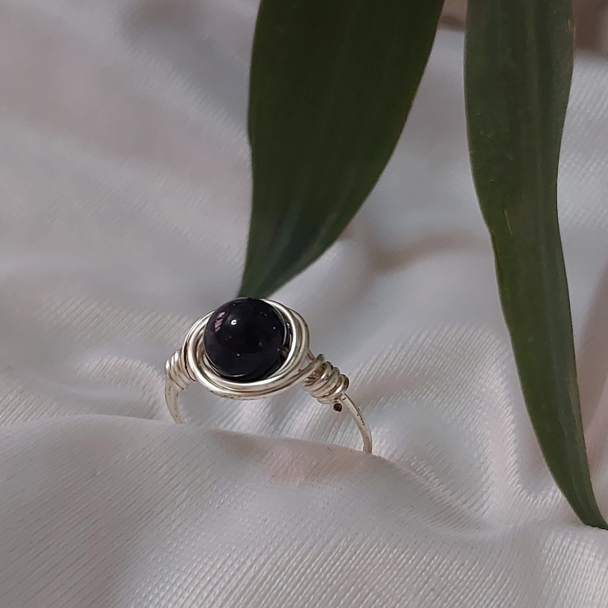 Silver Wire Wrapped Gemstone Ring