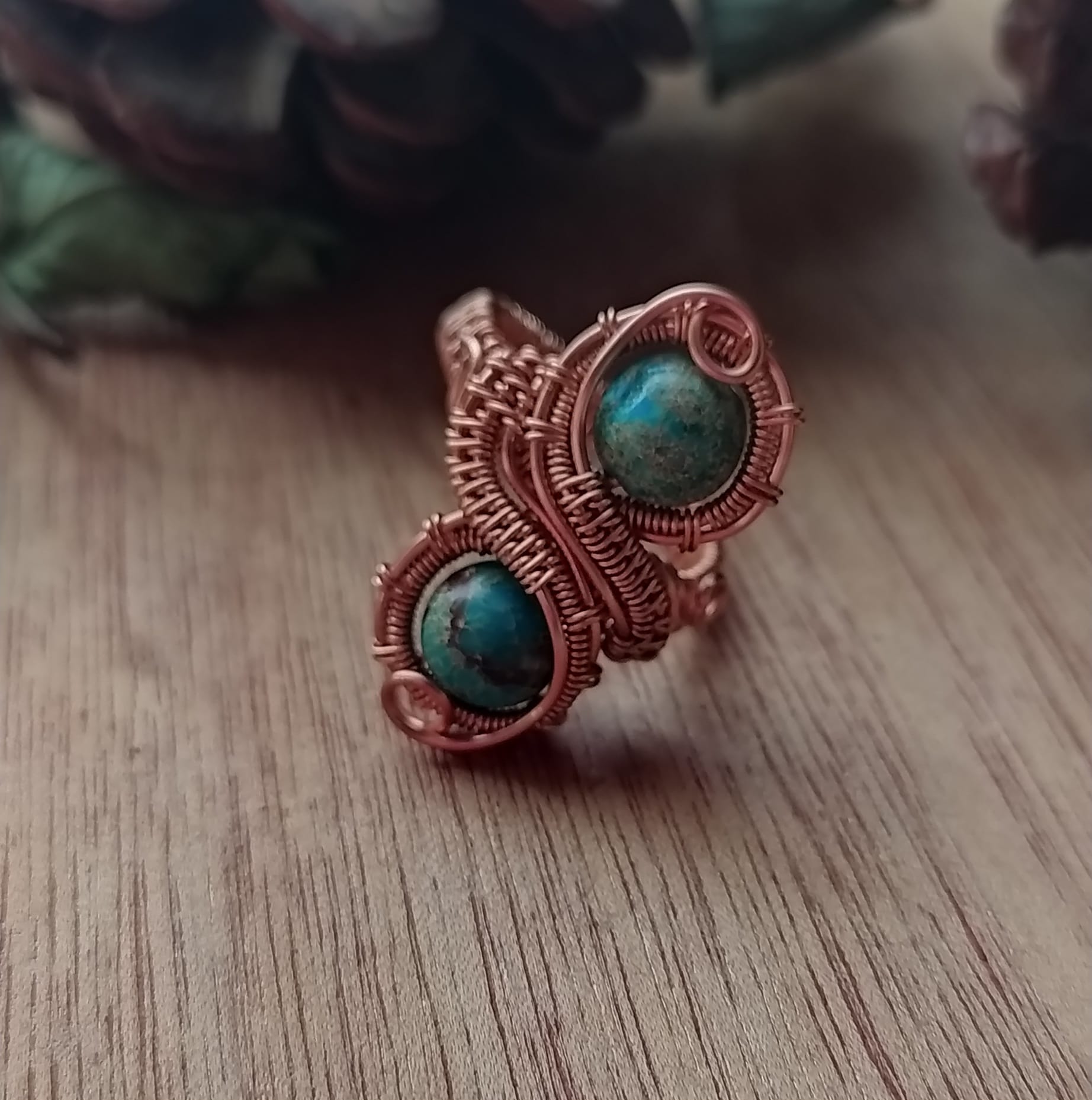 Handcrafted Copper Wire Gemstone Ring