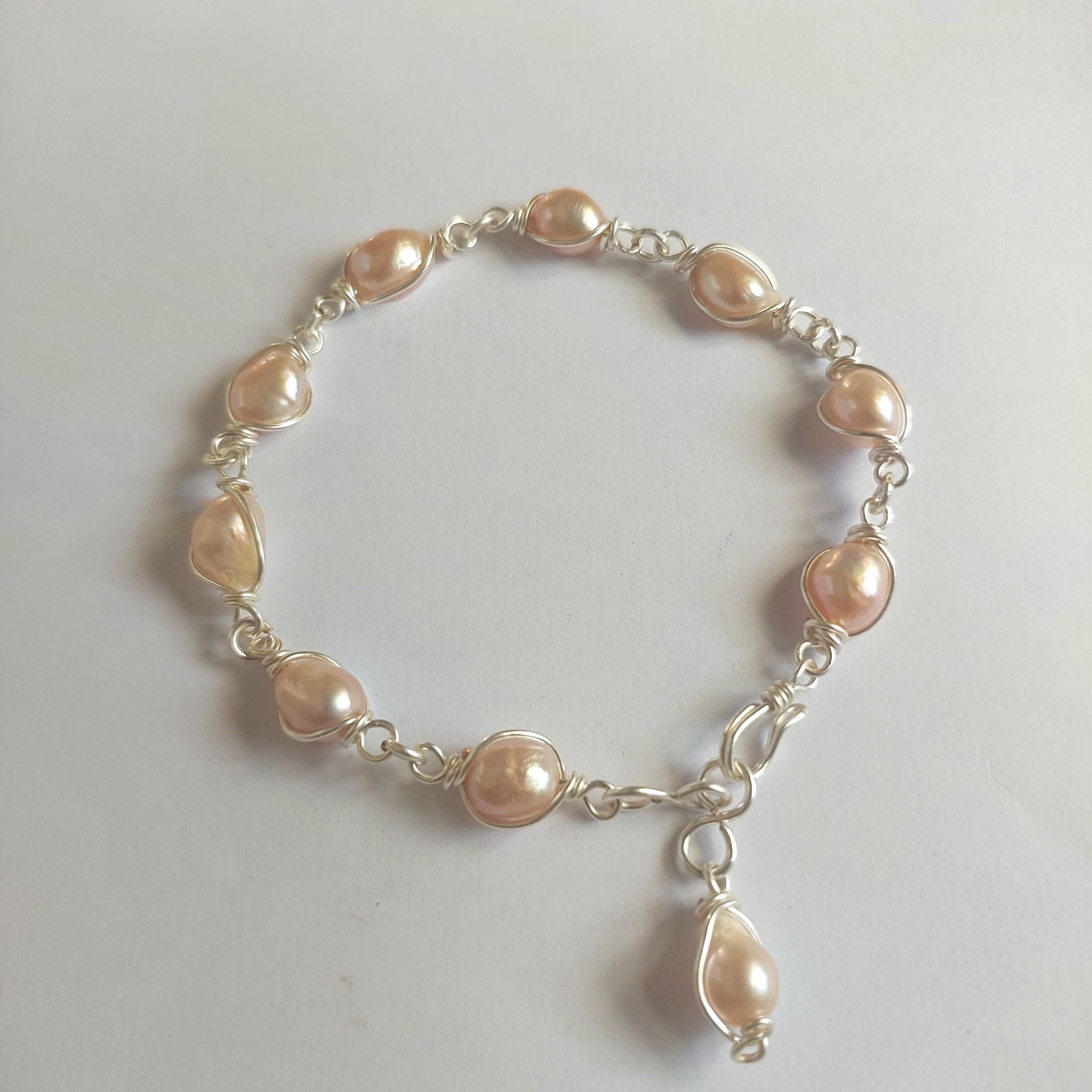 Pink Pearl Silver Bracelet