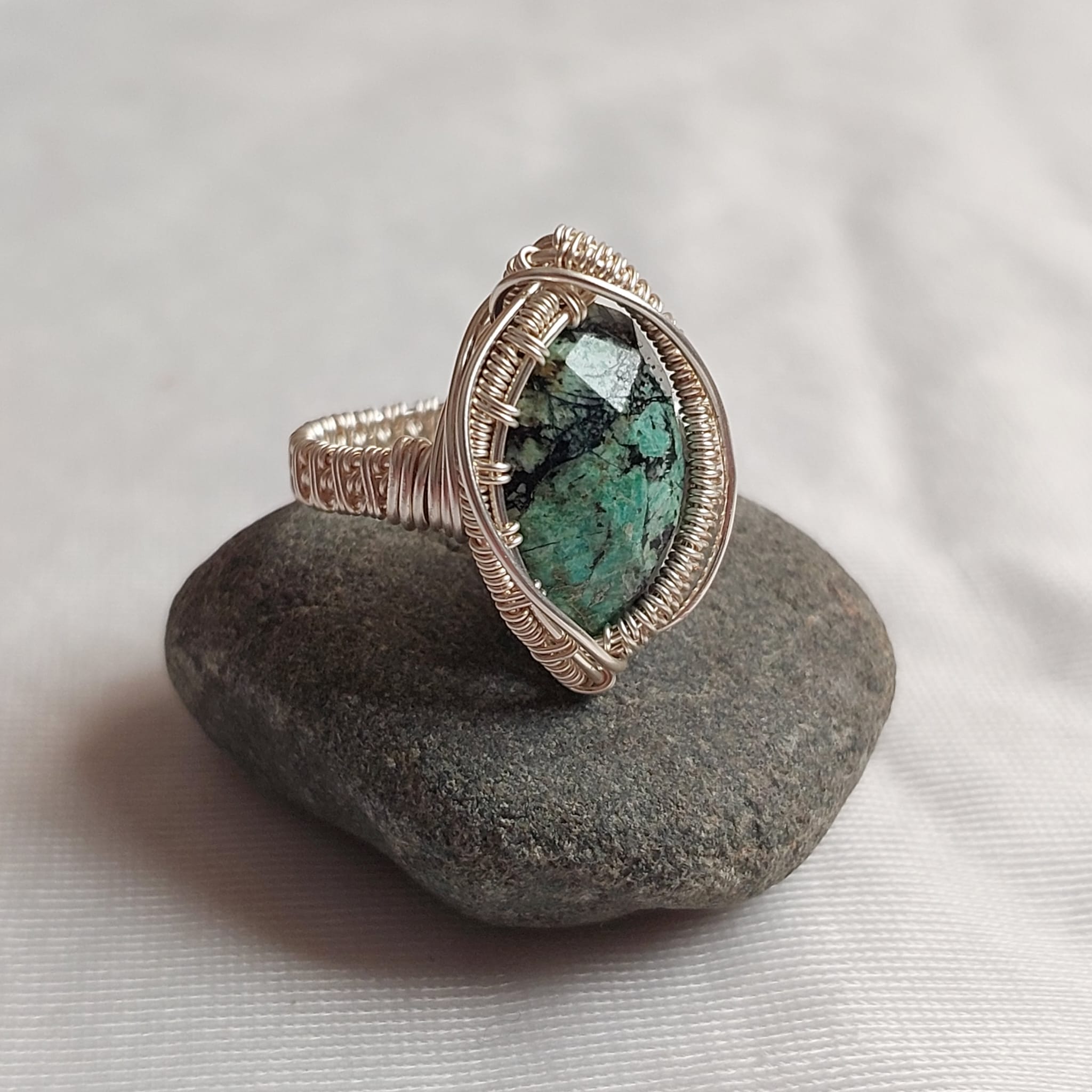 Turquoise Silver Wire Wrapped Ring