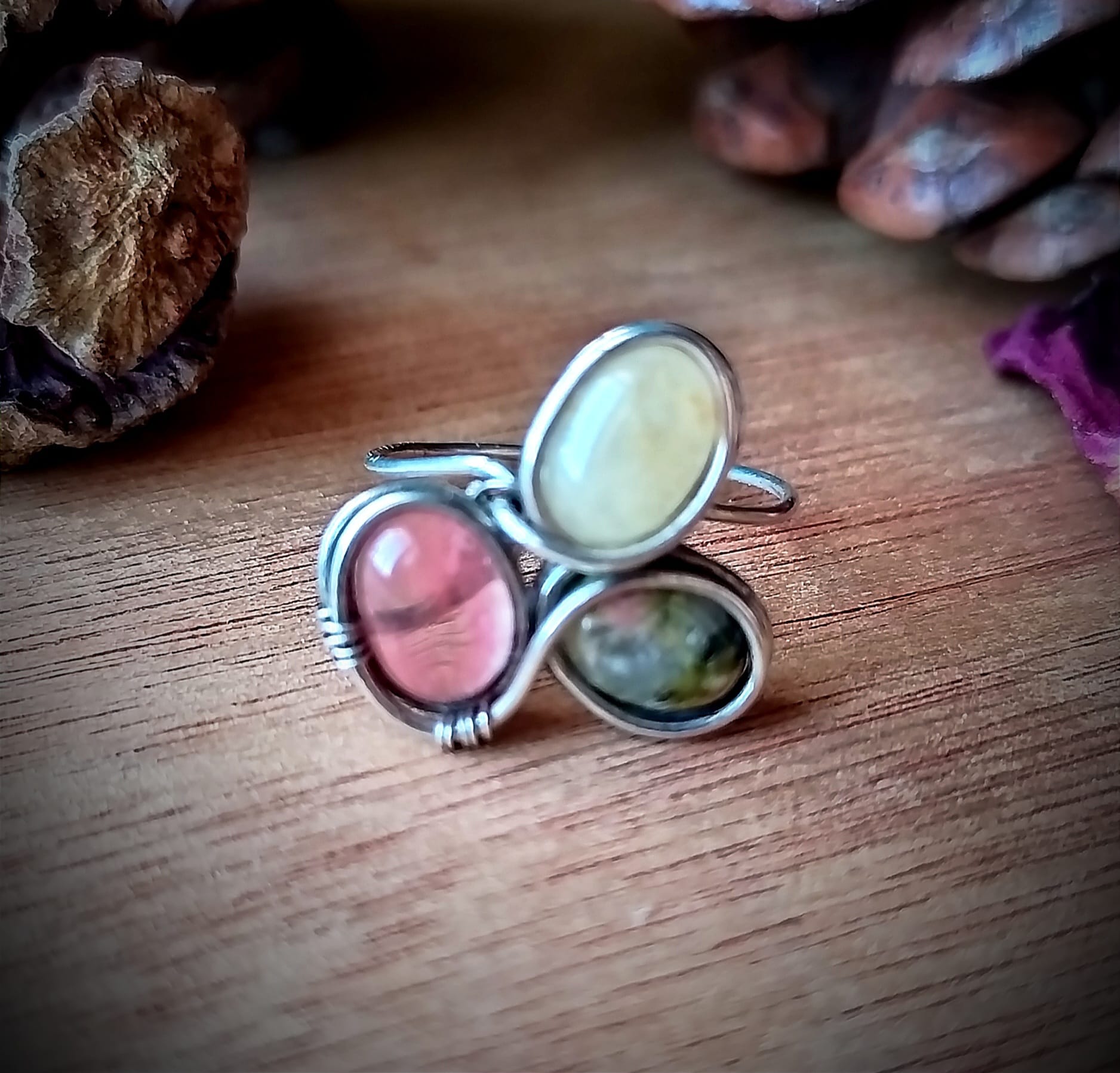 Trio Gemstone Wire Ring
